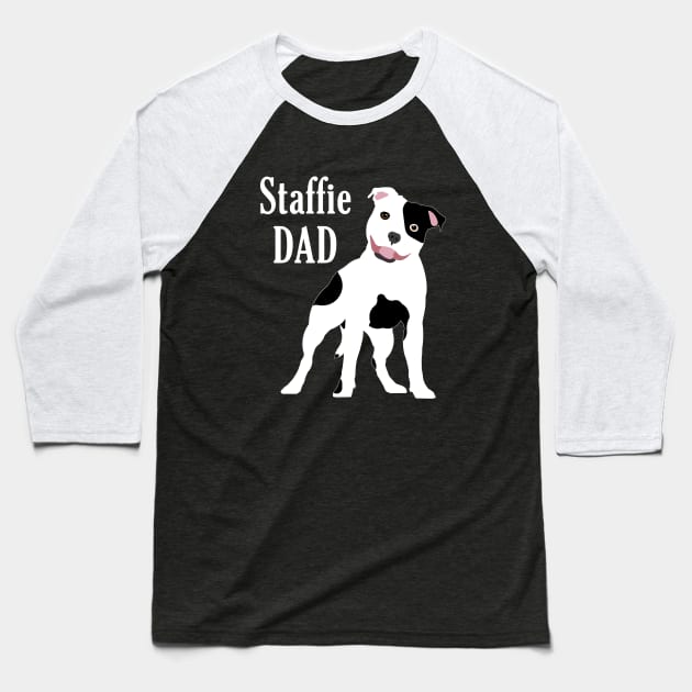 Staffie Dad WB Baseball T-Shirt by SiSuSiSu